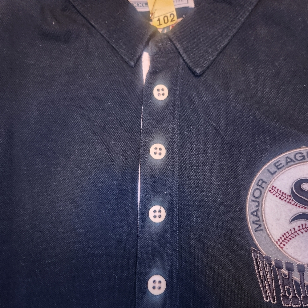 White Sox Black Polo Shirt Patch Sz XXL Mens Vintage Embroidered MLB White Trim - Picture 3 of 8